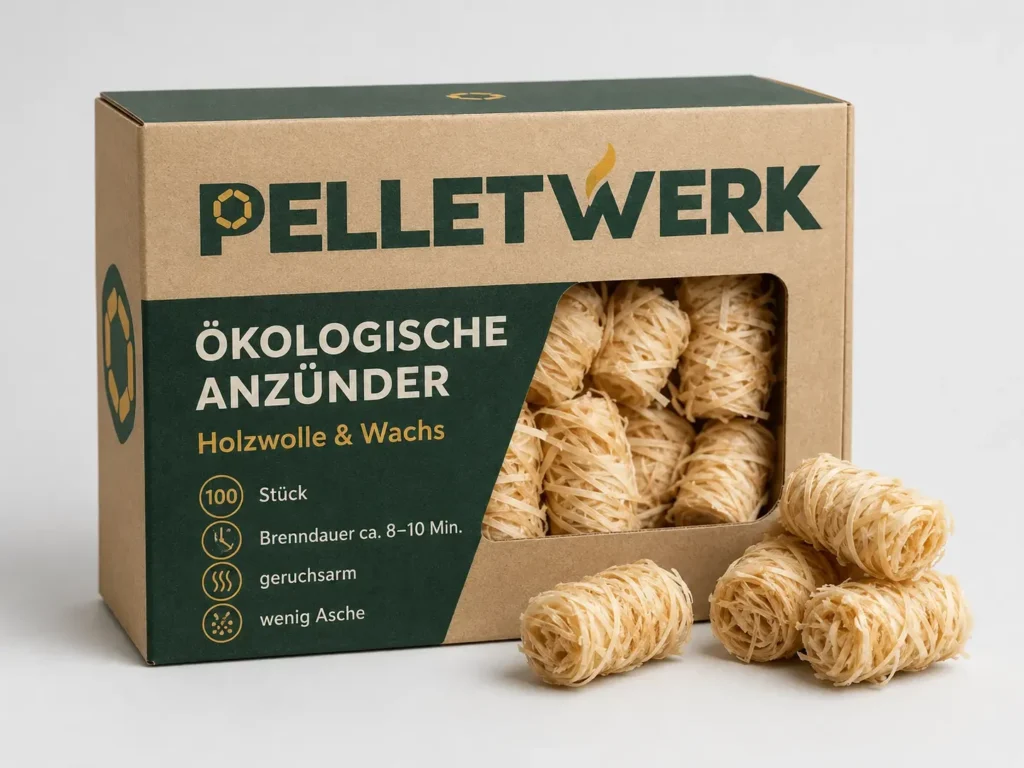 PelletWerk Anzünder aus Holzwolle und Wachs – 100 Stück