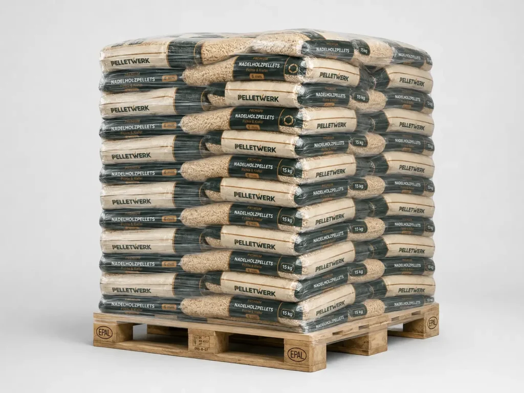 Holzpellets ENplus A1, 6 mm – Palette 990 kg (66 × 15 kg)