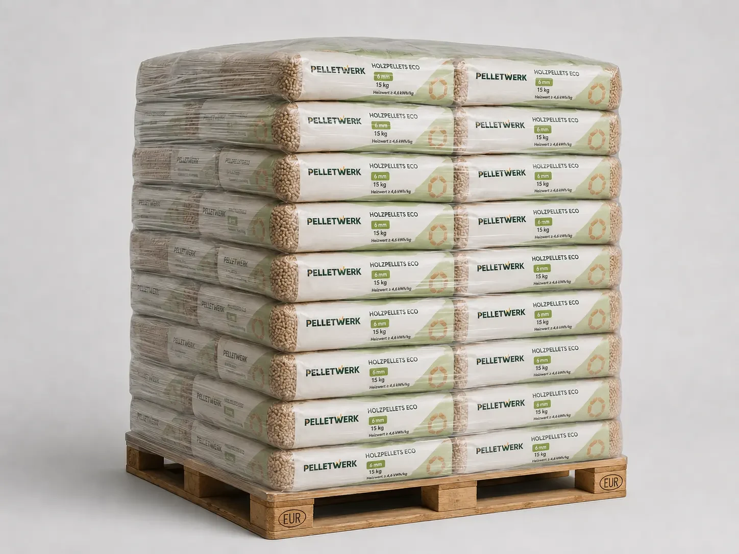 Preiswerte Holzpellets, 6 mm – Palette 990 kg (66 × 15 kg)