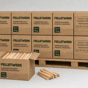Ofengetrocknetes Nadelholz-Anfeuerholz, 25 cm – 10 Kartons à 10 kg