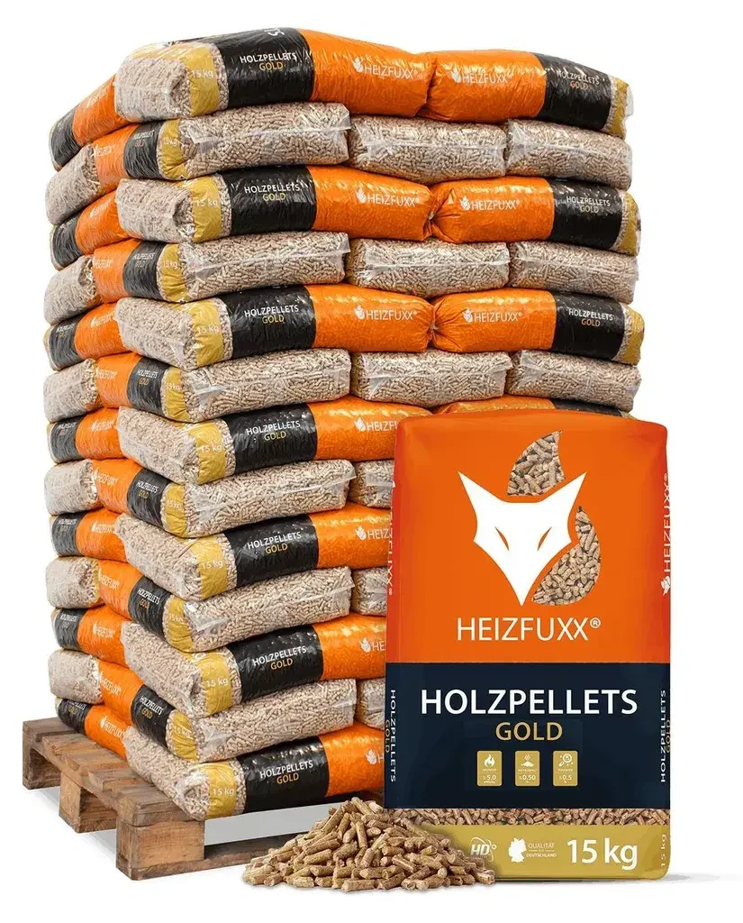Heizfuxx Gold HD ENplus A1 Nadelholzpellets, 6 mm – Palette 975 kg (65 × 15 kg)